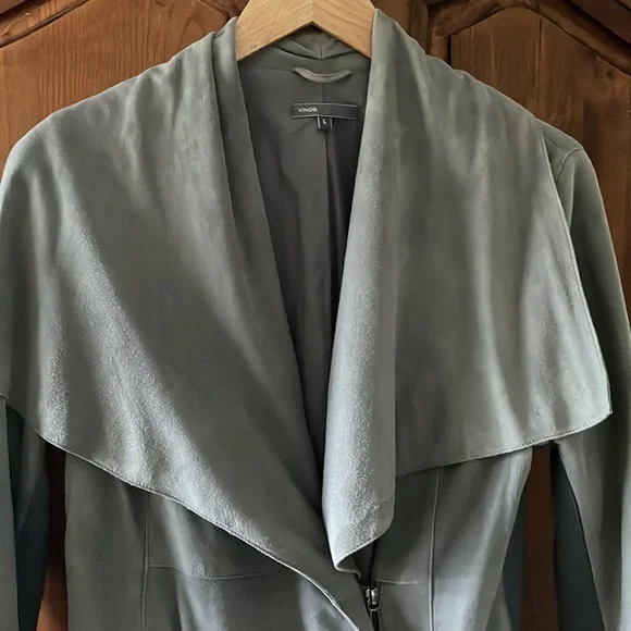 COPY - EUC VINCE SUEDE WATERFALL COLLAR ZIP JACKET. SIZE L - Picture 4 of 14